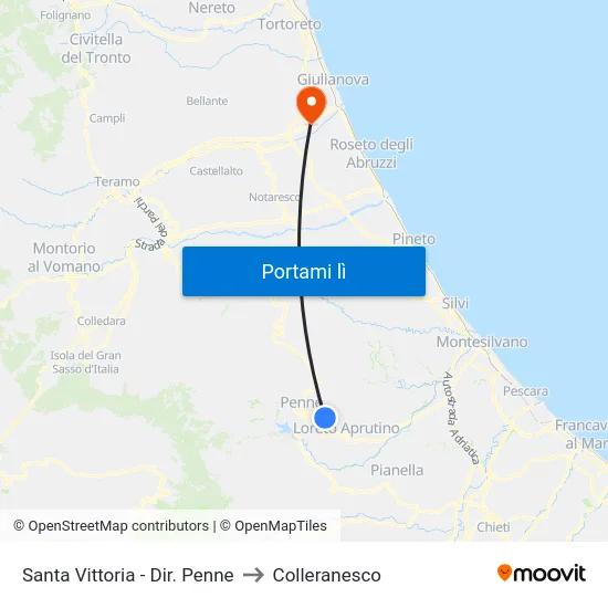 Santa Vittoria - Dir. Penne to Colleranesco map