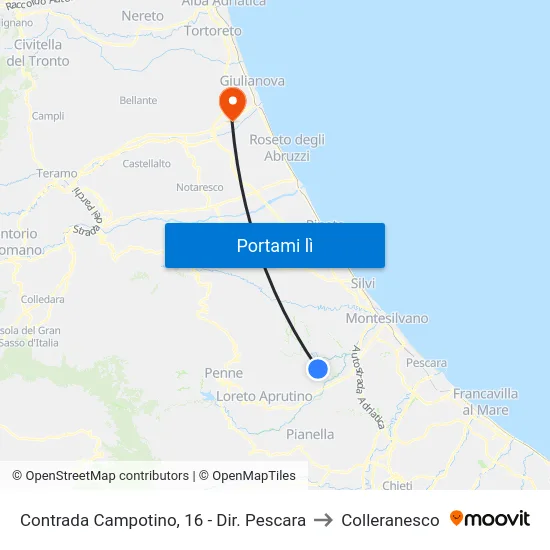 Contrada Campotino, 16 - Dir. Pescara to Colleranesco map