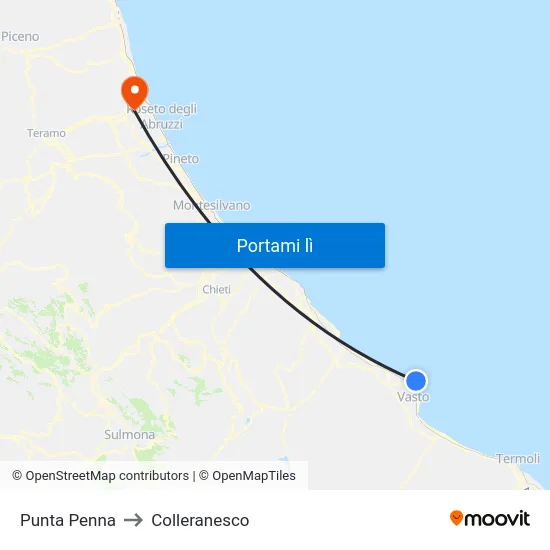 Punta Penna to Colleranesco map