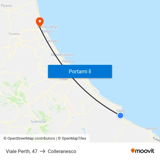 Viale Perth, 47 to Colleranesco map