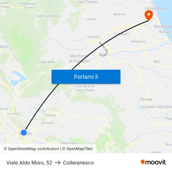 Viale Aldo Moro, 52 to Colleranesco map