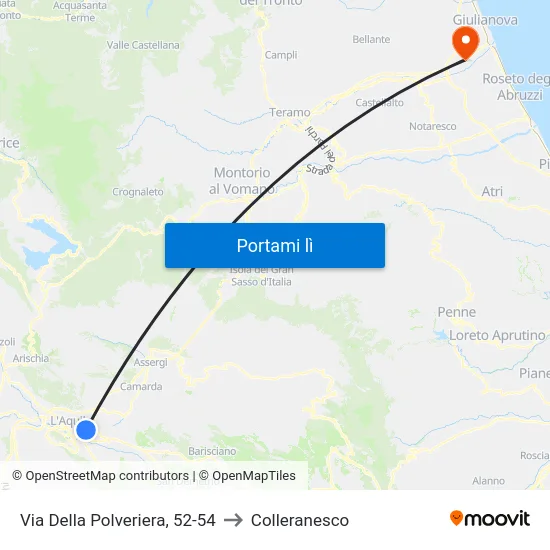 Via Della Polveriera, 52-54 to Colleranesco map