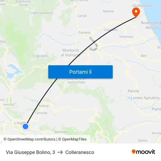 Via Giuseppe Bolino, 3 to Colleranesco map