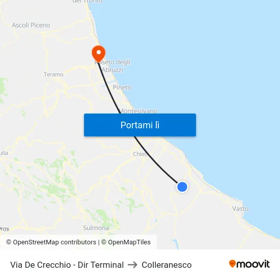 Via De Crecchio - Dir Terminal to Colleranesco map