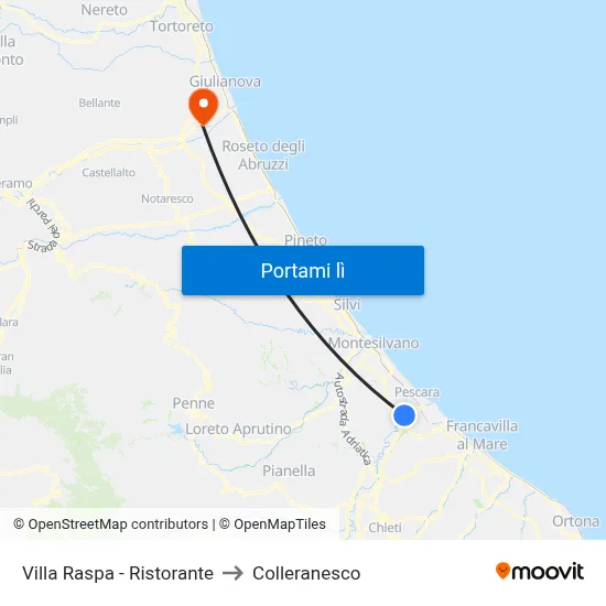 Villa Raspa - Ristorante to Colleranesco map