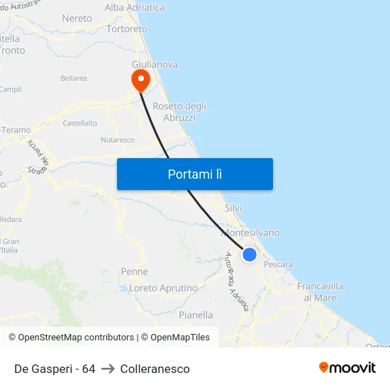 De Gasperi - 64 to Colleranesco map