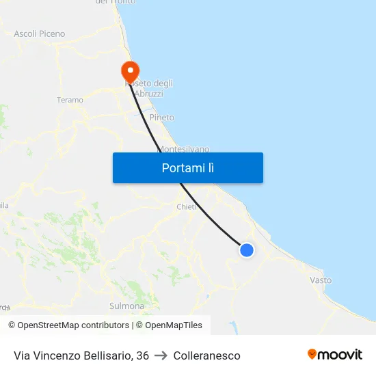 Via Vincenzo Bellisario, 36 to Colleranesco map