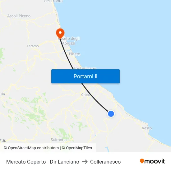 Mercato Coperto - Dir Lanciano to Colleranesco map