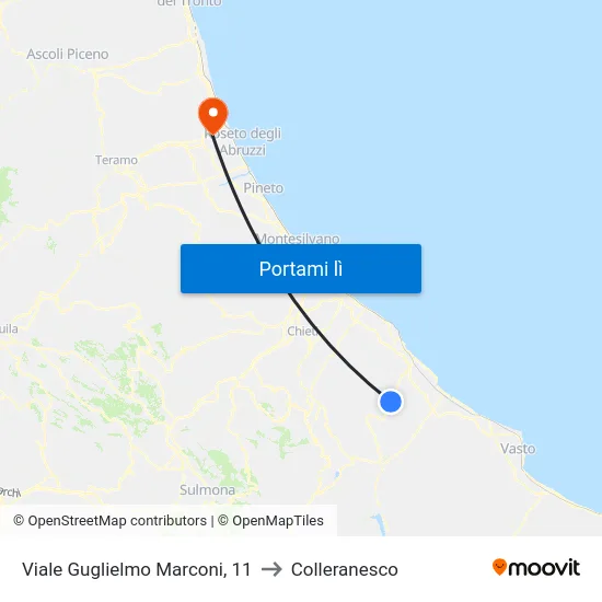 Viale Guglielmo Marconi, 11 to Colleranesco map