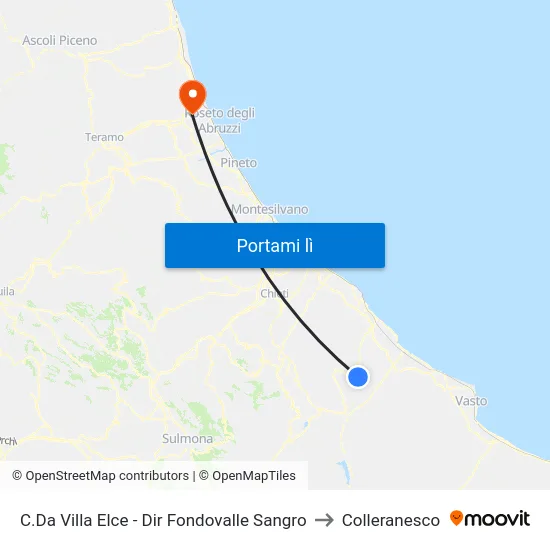C.Da Villa Elce - Dir Fondovalle Sangro to Colleranesco map