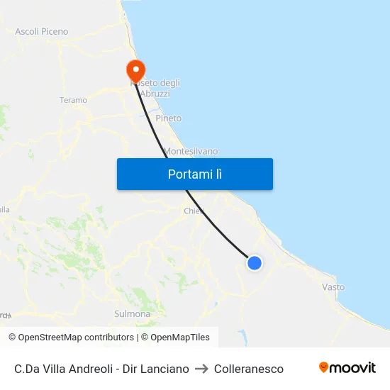 C.Da Villa Andreoli - Dir Lanciano to Colleranesco map
