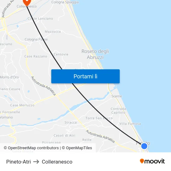 Pineto-Atri to Colleranesco map