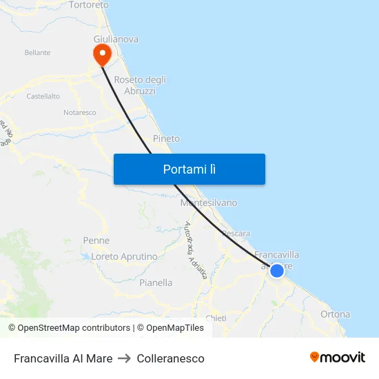 Francavilla Al Mare to Colleranesco map