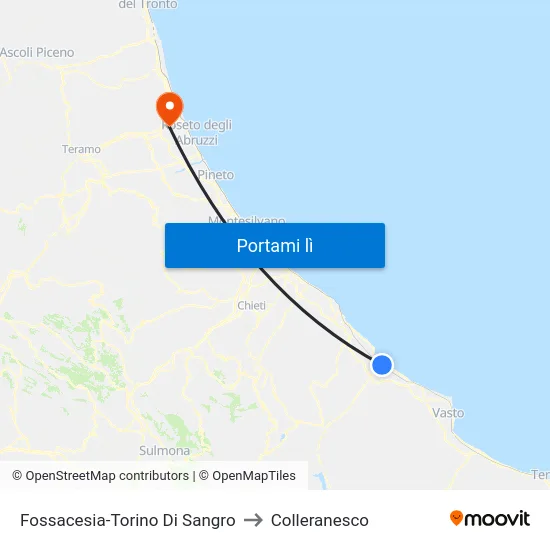 Fossacesia-Torino Di Sangro to Colleranesco map