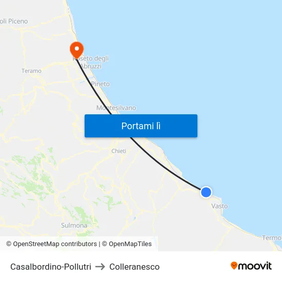 Casalbordino-Pollutri to Colleranesco map