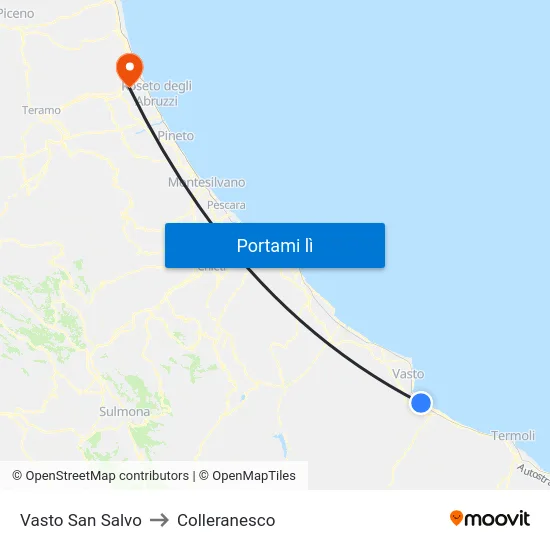 Vasto San Salvo to Colleranesco map