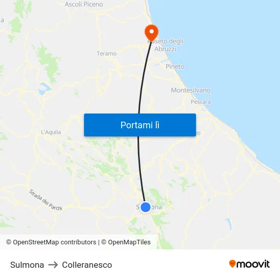 Sulmona to Colleranesco map