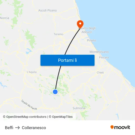 Beffi to Colleranesco map