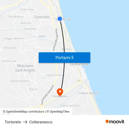 Tortoreto to Colleranesco map