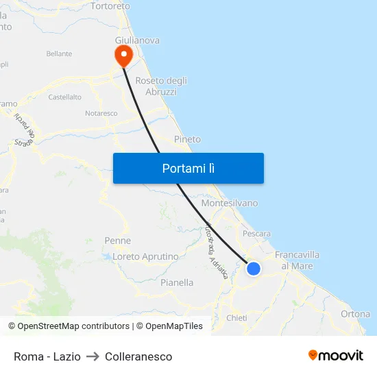 Roma - Lazio to Colleranesco map
