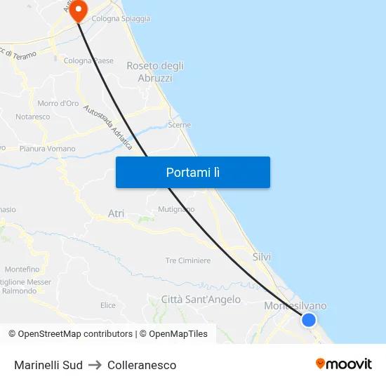 Marinelli Sud to Colleranesco map