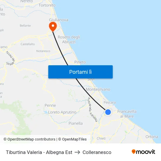 Tiburtina Valeria - Albegna Est to Colleranesco map