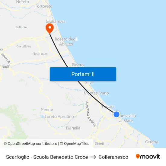 Scarfoglio - Scuola Benedetto Croce to Colleranesco map