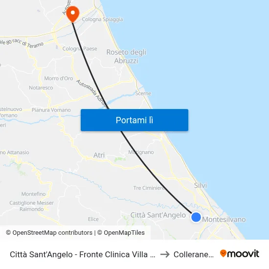Città Sant'Angelo - Fronte Clinica Villa Serena to Colleranesco map