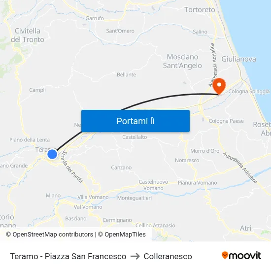 Teramo - Piazza San Francesco to Colleranesco map