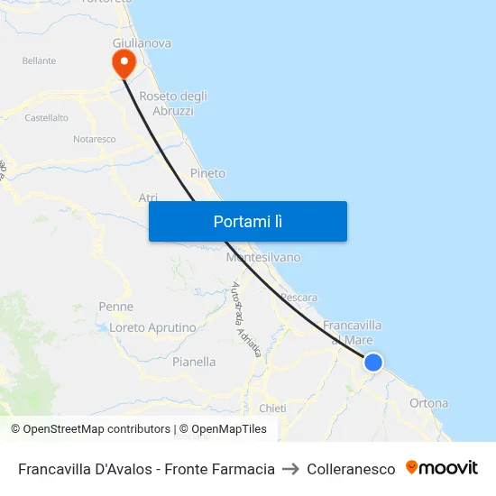 Francavilla D'Avalos - Fronte Farmacia to Colleranesco map