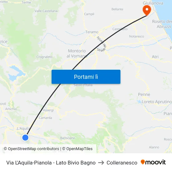 Via L'Aquila-Pianola - Lato Bivio Bagno to Colleranesco map