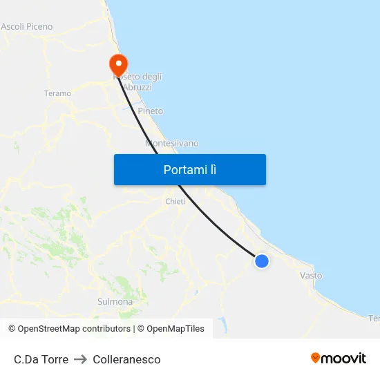 C.Da Torre to Colleranesco map