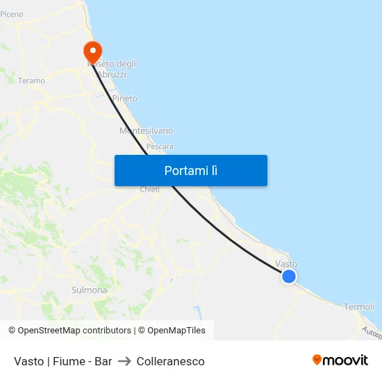 Vasto | Fiume - Bar to Colleranesco map