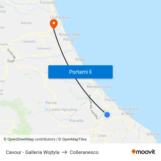Cavour - Galleria Wojtyla to Colleranesco map