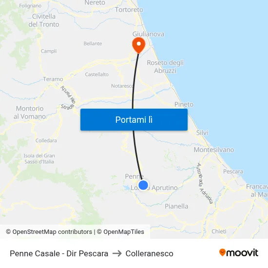 Penne Casale - Dir Pescara to Colleranesco map