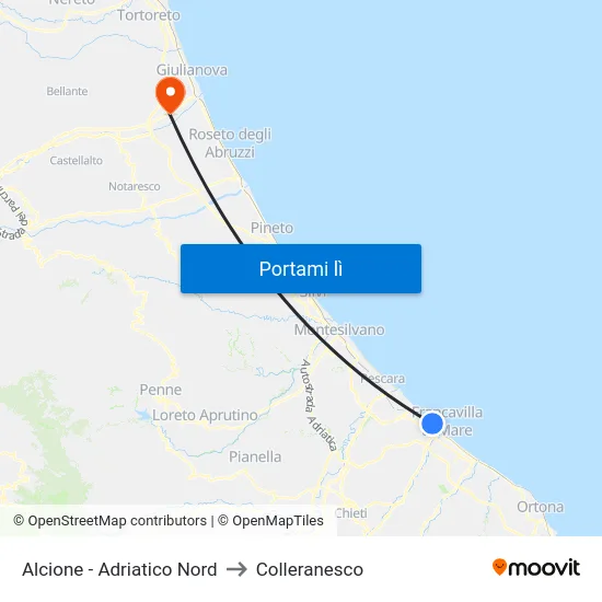 Alcione - Adriatico Nord to Colleranesco map
