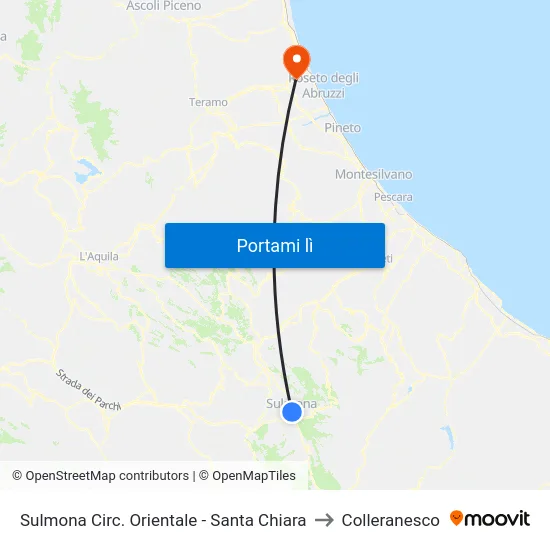 Sulmona Circ. Orientale - Santa Chiara to Colleranesco map