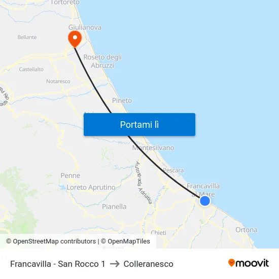 Francavilla - San Rocco 1 to Colleranesco map