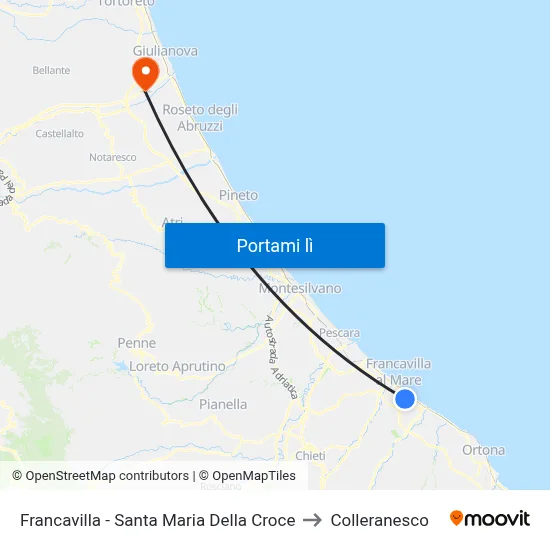 Francavilla - Santa Maria Della Croce to Colleranesco map
