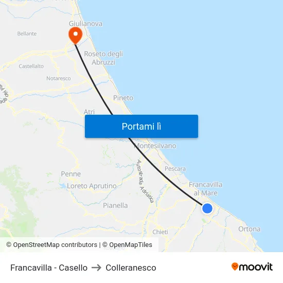 Francavilla - Casello to Colleranesco map