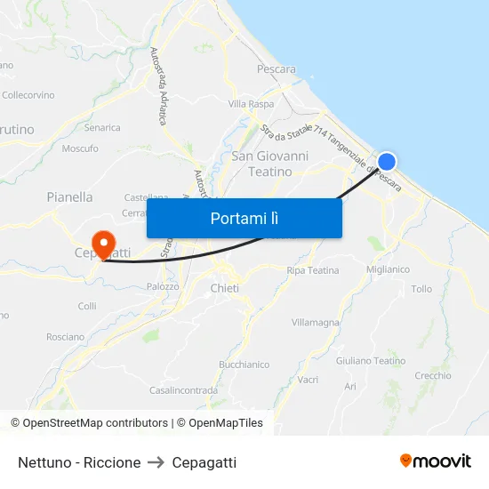 Nettuno - Riccione to Cepagatti map