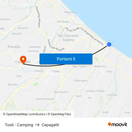 Tosti - Camping to Cepagatti map
