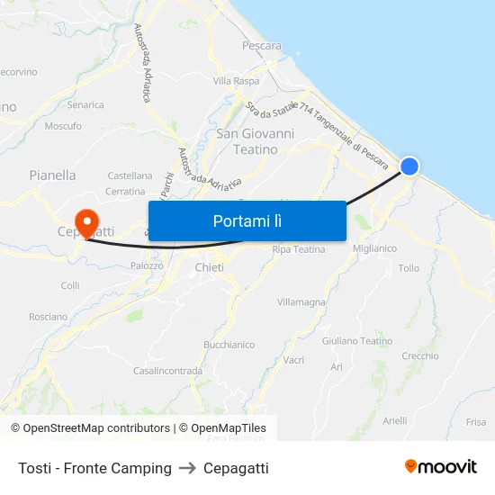 Tosti - Fronte Camping to Cepagatti map