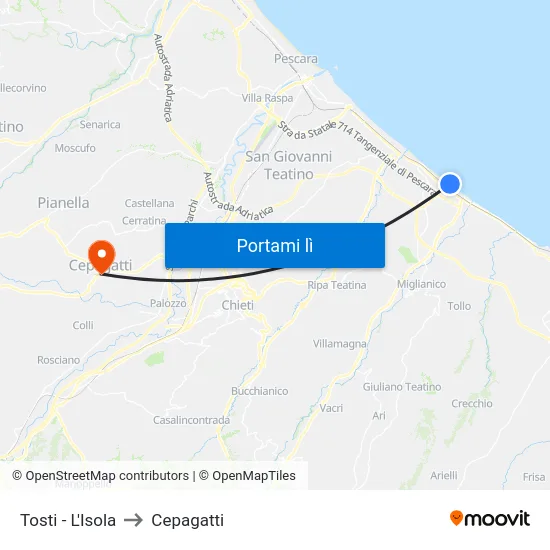 Tosti - L'Isola to Cepagatti map