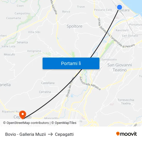 Bovio - Galleria Muzii to Cepagatti map