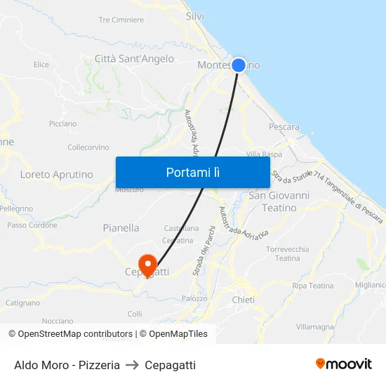 Aldo Moro - Pizzeria to Cepagatti map