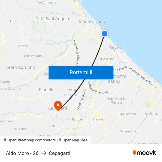 Aldo Moro - 26 to Cepagatti map