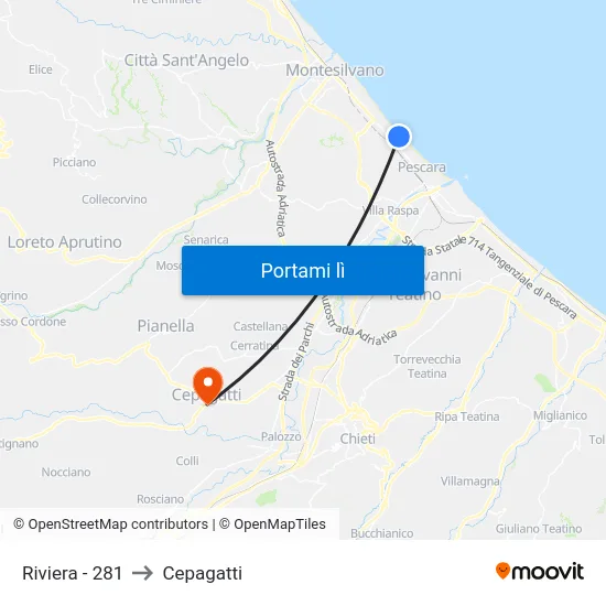 Riviera - 281 to Cepagatti map