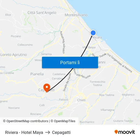 Riviera - Hotel Maya to Cepagatti map