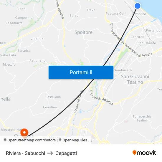 Riviera - Sabucchi to Cepagatti map